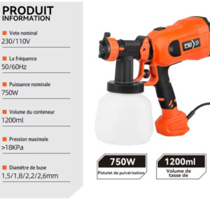 Pistola de pintura eléctrica Pro de 750W