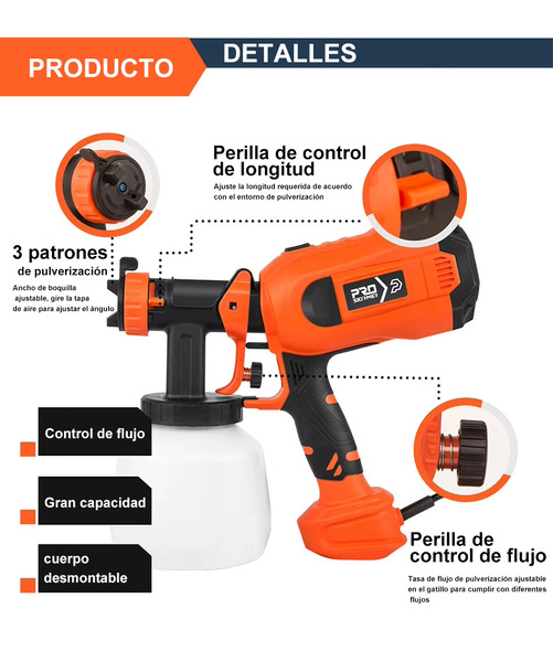 Pistola de pintura eléctrica Pro de 750W - Imagen 2