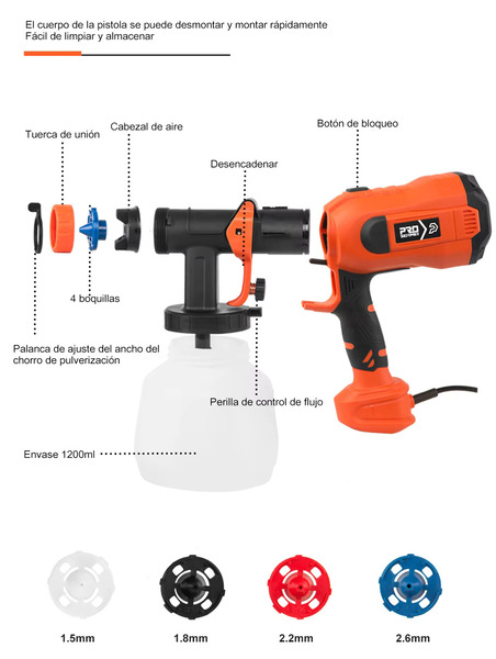 Pistola de pintura eléctrica Pro de 750W - Imagen 3