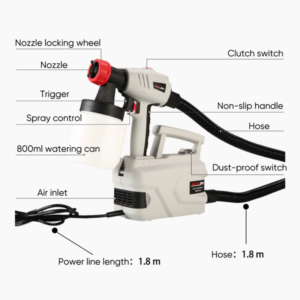Pistola de pintura eléctrica batería 800w - Imagen 4